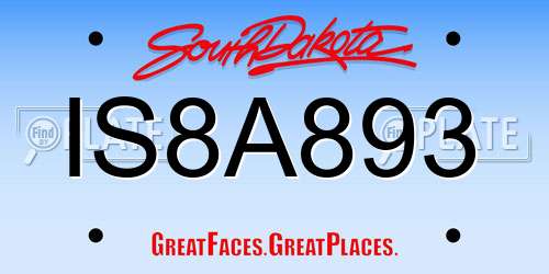 IS8A893 South Dakota License Plate