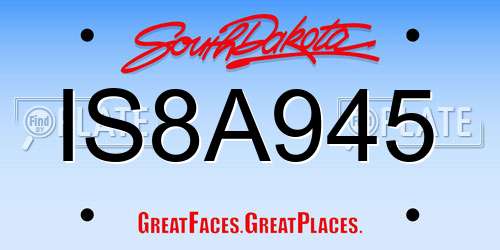 IS8A945 South Dakota License Plate