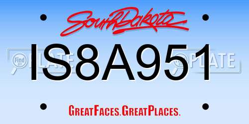 IS8A951 South Dakota License Plate