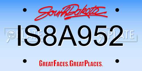 IS8A952 South Dakota License Plate