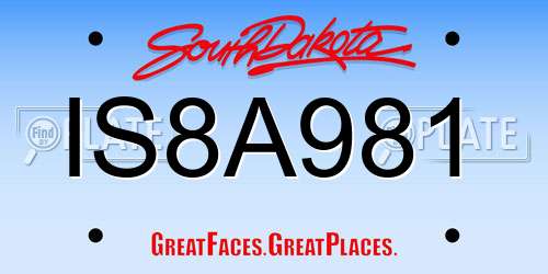 IS8A981 South Dakota License Plate