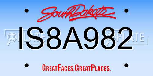 IS8A982 South Dakota License Plate