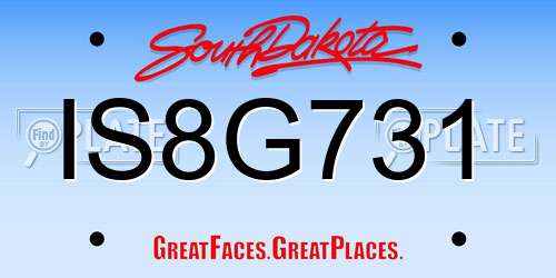 IS8G731 South Dakota License Plate