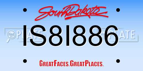 IS8I886 South Dakota License Plate