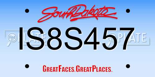 IS8S457 South Dakota License Plate