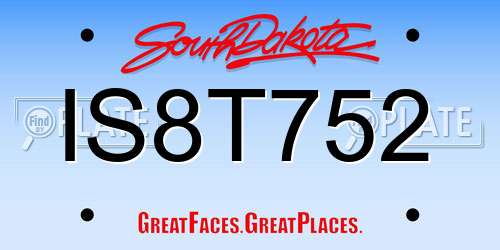 IS8T752 South Dakota License Plate