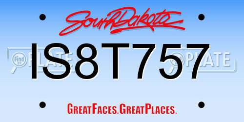 IS8T757 South Dakota License Plate