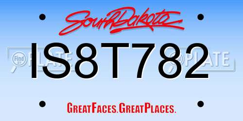 IS8T782 South Dakota License Plate