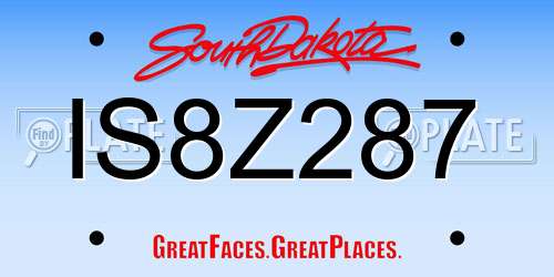 IS8Z287 South Dakota License Plate