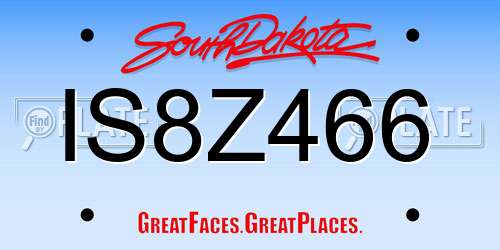 IS8Z466 South Dakota License Plate