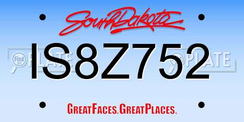 IS8Z752 South Dakota License Plate