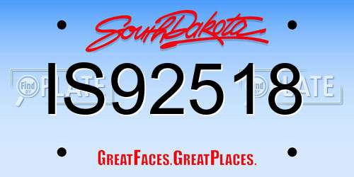 IS92518 South Dakota License Plate