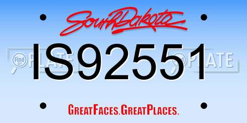 IS92551 South Dakota License Plate