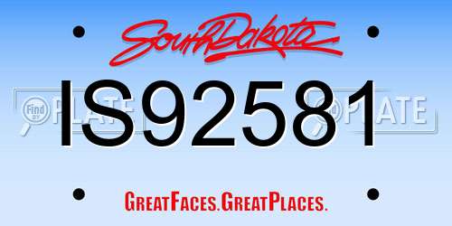 IS92581 South Dakota License Plate
