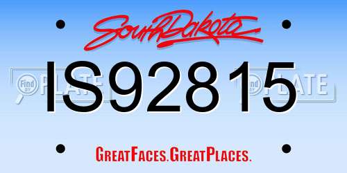 IS92815 South Dakota License Plate