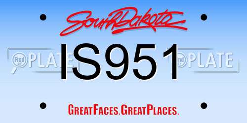IS951 South Dakota License Plate