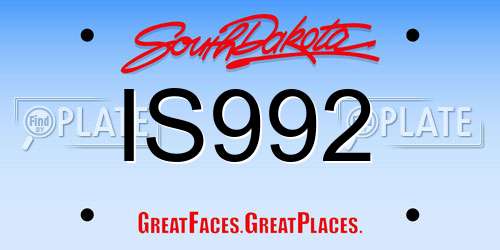 IS992 South Dakota License Plate