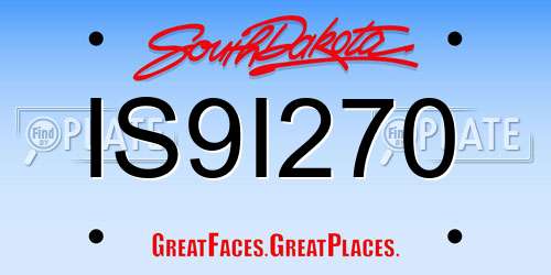IS9I270 South Dakota License Plate