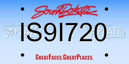 IS9I720 South Dakota License Plate