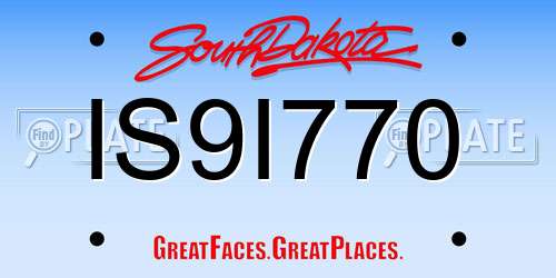 IS9I770 South Dakota License Plate