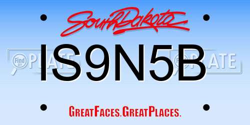 IS9N5B South Dakota License Plate