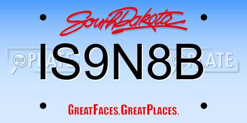 IS9N8B South Dakota License Plate
