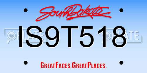 IS9T518 South Dakota License Plate