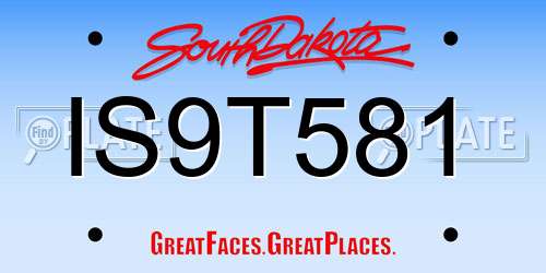 IS9T581 South Dakota License Plate