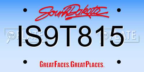IS9T815 South Dakota License Plate