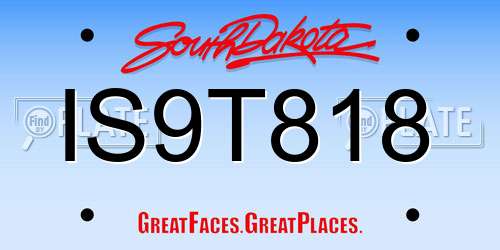 IS9T818 South Dakota License Plate