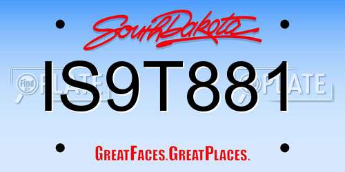 IS9T881 South Dakota License Plate