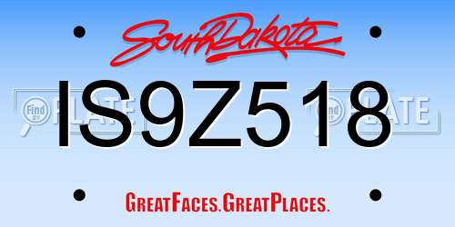 IS9Z518 South Dakota License Plate