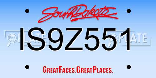 IS9Z551 South Dakota License Plate