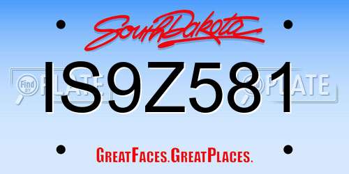 IS9Z581 South Dakota License Plate