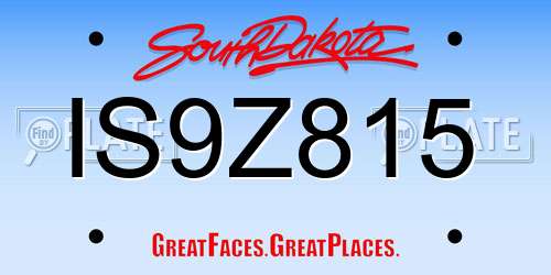 IS9Z815 South Dakota License Plate