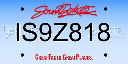 IS9Z818 South Dakota License Plate
