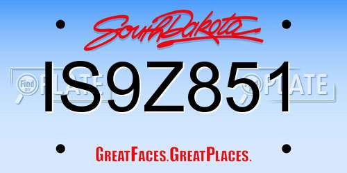 IS9Z851 South Dakota License Plate