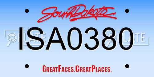 ISA0380 South Dakota License Plate