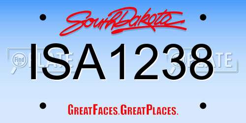 ISA1238 South Dakota License Plate