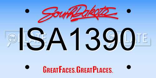 ISA1390 South Dakota License Plate