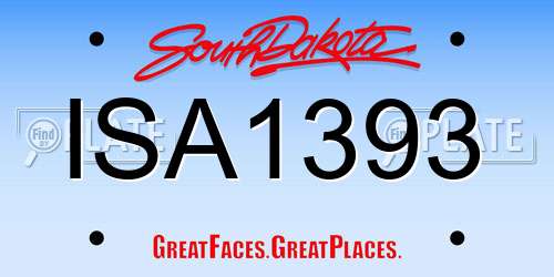ISA1393 South Dakota License Plate