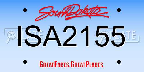 ISA2155 South Dakota License Plate