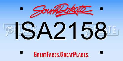 ISA2158 South Dakota License Plate