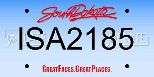ISA2185 South Dakota License Plate