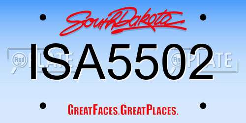 ISA5502 South Dakota License Plate