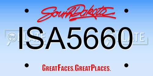 ISA5660 South Dakota License Plate