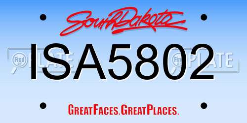 ISA5802 South Dakota License Plate