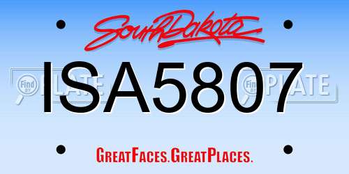 ISA5807 South Dakota License Plate