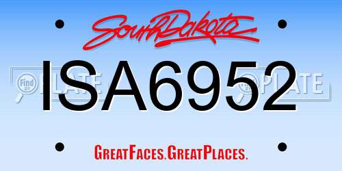 ISA6952 South Dakota License Plate