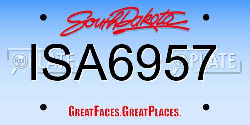 ISA6957 South Dakota License Plate